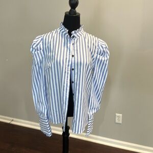 New Stripped White and Blue Blouse Size Large